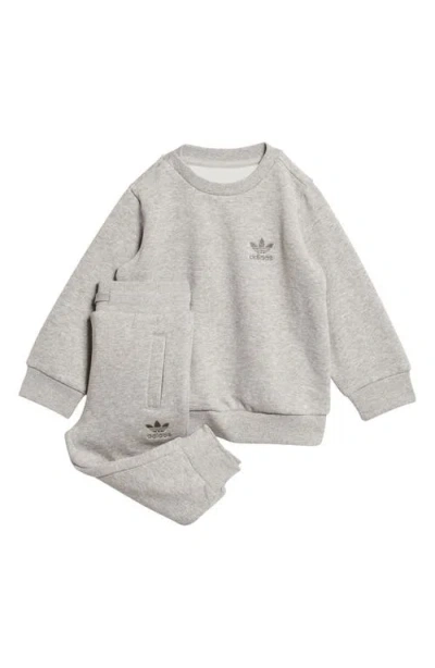 Adidas Originals Adidas Kids' Trefoil Essentials Crewneck Sweatshirt & Joggers Set In Gray
