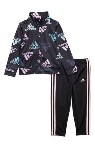 Adidas Originals Adidas Kids' Tricot Jacket & Pants Set In Black/purple