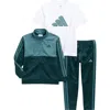 Adidas Originals Adidas Kids' Tricot Track Jacket, Graphic T-shirt & Pants Set In Green