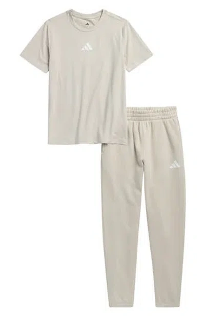 Adidas Originals Adidas Kids' T-shirt & Fleece Joggers 2-piece Set In Gray