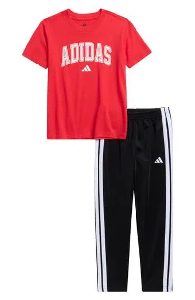 Adidas Originals Adidas Kids' T-shirt & Tricot Pants Set In Red