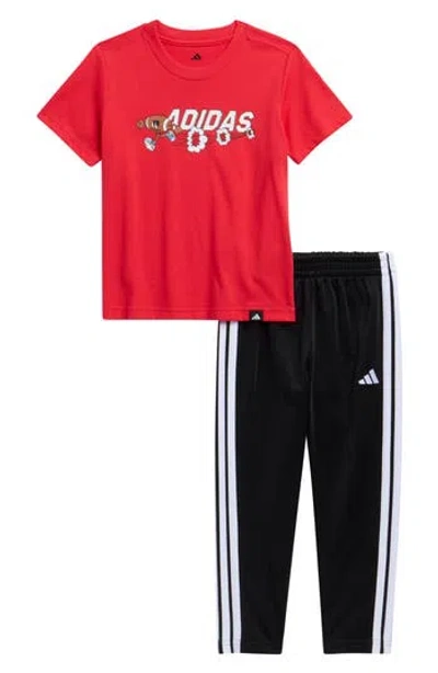 Adidas Originals Adidas Kids' T-shirt & Tricot Pants Set In Red