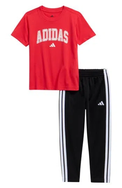 Adidas Originals Adidas Kids' T-shirt & Tricot Pants Set In Red