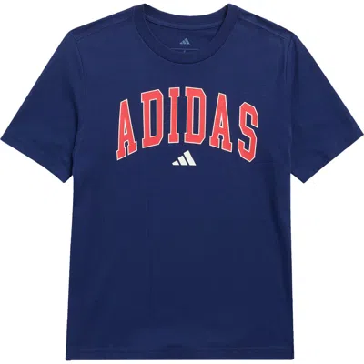 Adidas Originals Adidas Kids' Varsity Logo Graphic T-shirt In Blue