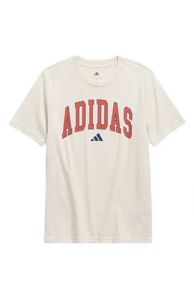 Adidas Originals Adidas Kids' Varsity Logo Jersey Graphic T-shirt In White
