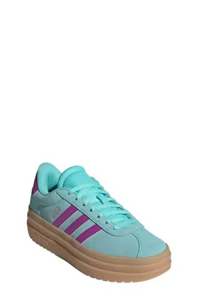 Adidas Originals Adidas Kids' Vl Court Bold Lifestyle Sneaker In Flash Aqua/purple Burst/gum