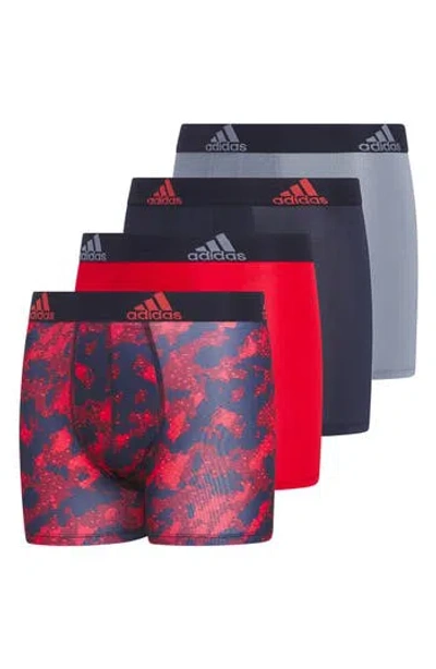 Adidas Originals Adidas Kids' Youth Performance Assorted Boxer Briefs In Camo Ink Blue/scarlet