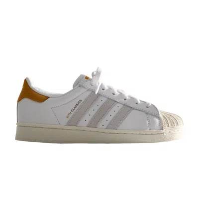 Pre-owned Adidas Originals Adidas Kith X Superstar J 'classics Program - Mango' | White | Kid's Size 9.5