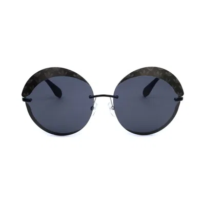 Adidas Originals Adidas Ladies Black Round Sunglasses Or0019-24c-1 In Blue