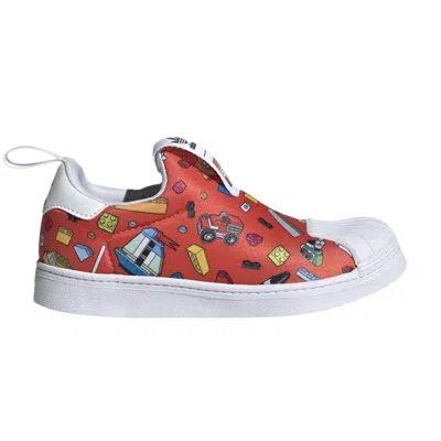 Pre-owned Adidas Originals Adidas Lego X Superstar 360 J 'all Over Print' | Red | Kid's Size 2