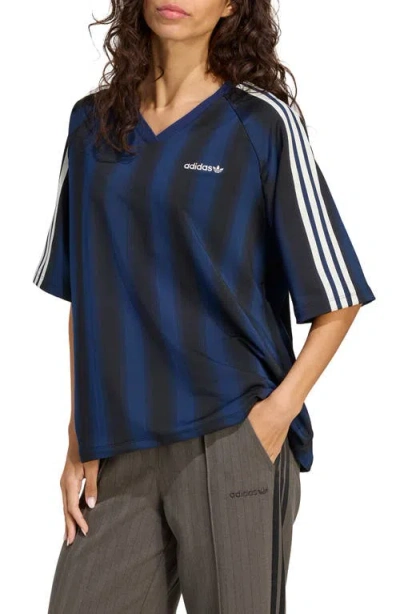 Adidas Originals Adidas Linear Stripe Jersey T-shirt In Blue