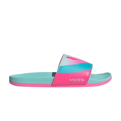 Pre-owned Adidas Originals Adidas Lionel Messi X Adilette Comfort Slide 'miami' | Teal | Men's Size 6
