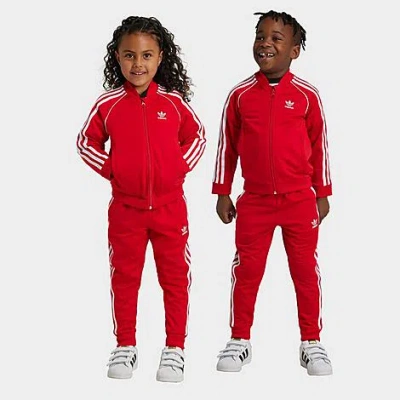 Adidas Originals Babies' Adidas Little Kids' Originals Adicolor Superstar Track Suit In Better Scarlet