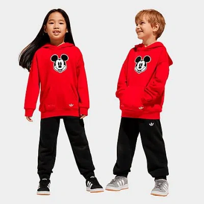 Adidas Originals Adidas Little Kids' Originals X Disney Mickey Mouse Hoodie And Jogger Pants Set In Better Scarlet/black