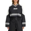 Adidas Originals Adidas Logo Cotton Blend Crop Sweatshirt In Black