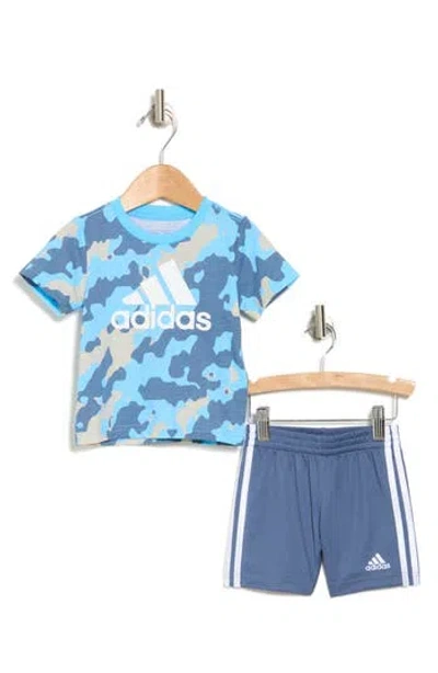 Adidas Originals Adidas Logo Graphic T-shirt & Shorts Set In Bright Blue