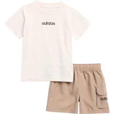 Adidas Originals Babies' Adidas Logo Graphic T-shirt & Shorts Set In Brown