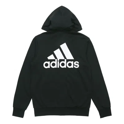 Adidas Originals Adidas Logo Hooded Zipper Athleisure Casual Sports Knit Jacket Black