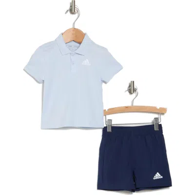 Adidas Originals Adidas Logo Polo & Shorts Set In Halo Blue
