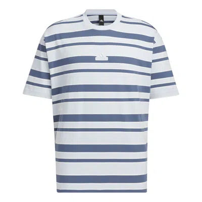 Adidas Originals Adidas Logo Stripe T-shirt Asia Sizing 'grey Navy' In Multi
