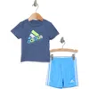 Adidas Originals Adidas Logo T-shirt & 3-stripes Shorts Set In Light Navy