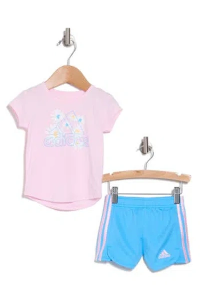 Adidas Originals Adidas Logo T-shirt & Shorts Set In Pink/blue