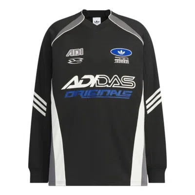 Adidas Originals Adidas Long-sleeved Relaxed Fit T-shirt Asia Sizing 'black Blue Gray'