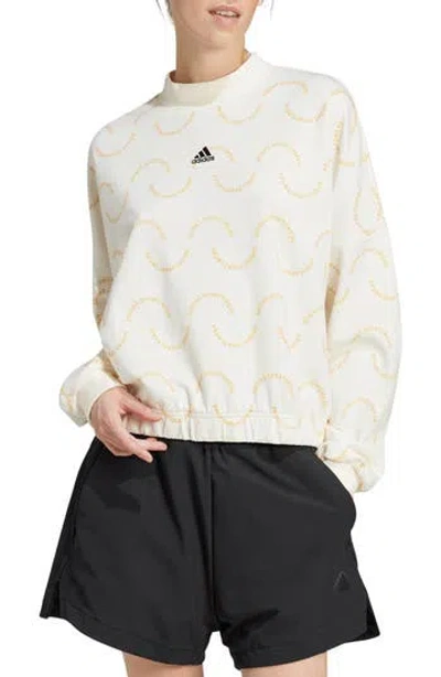 Adidas Originals Adidas Loose Cotton & Recycled Polyester Graphic Sweatshirt In Off White/semi Spark