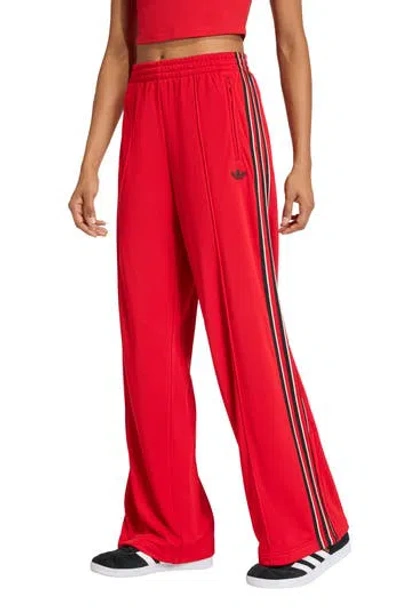 Adidas Originals Adidas Loose Wide Leg Track Pants In Red