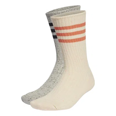 Adidas Originals Adidas Lounge Crew Socks 2 Pairs 'beige Grey' In Neutral