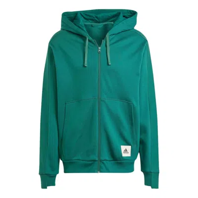 Adidas Originals Adidas Lounge French Terry Full-zip Sweatshirt 'collegiate Green'