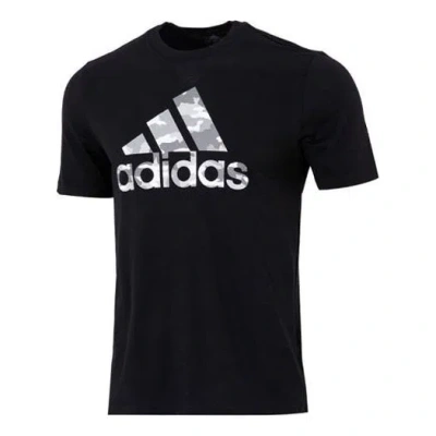 Adidas Originals Adidas M Camo Bos G T Camouflage Logo Printing Sports Round Neck Short Sleeve Black