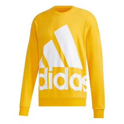Adidas Originals Adidas M Fav Bl Swt Round Neck Athleisure Casual Sports Pullover Gold Color In Yellow