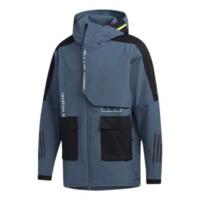 Adidas Originals Adidas M Tech Outr Jkt Zipper Cardigan Casual Sports Hooded Jacket Blue