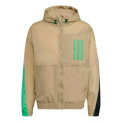 Adidas Originals Adidas M Wnd Mother Sports Stylish Hooded Jacket Khaki In Gold