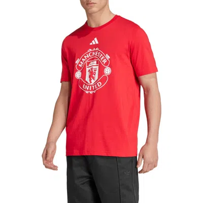 Adidas Originals Adidas Manchester United Fc Dna Cotton Graphic T-shirt In Red