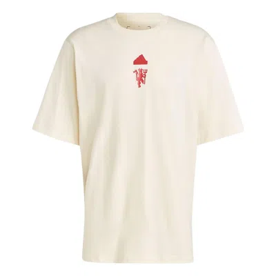 Adidas Originals Adidas Manchester United Lfstlr Oversized T-shirts 'white Red' In Neutral