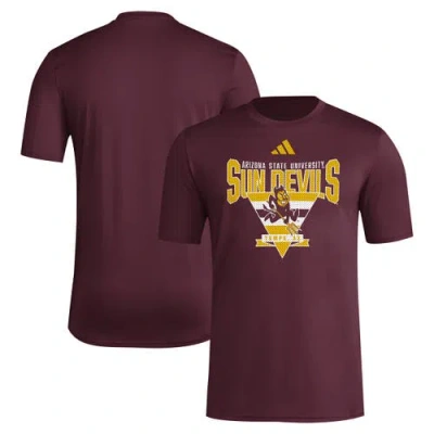 Adidas Originals Adidas Maroon Arizona State Sun Devils 2024 Locker Trilateral Pre-game T-shirt
