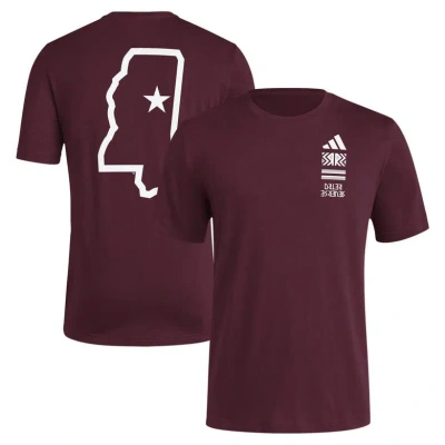 Adidas Originals Adidas Maroon Mississippi State Bulldogs Reverse Retro Baseball 2 Hit T-shirt