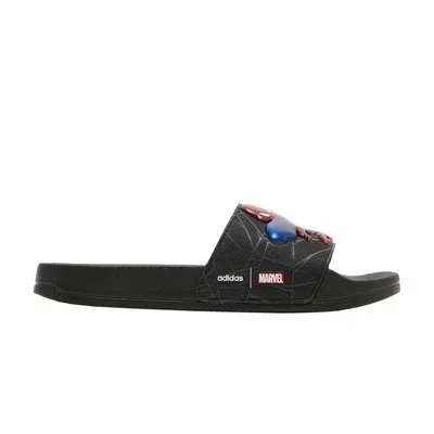 Pre-owned Adidas Originals Adidas Marvel X Adilette Shower Slide J 'spider-man' | Black | Kid's Size 5