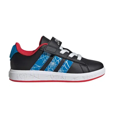 Pre-owned Adidas Originals Adidas Marvel X Grand Court K 'spider-man - Blue Web Stripes' | Black | Kid's Size 2