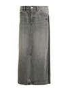 Adidas Originals Adicolor 3-stripes Denim Maxi Skirt In Gray