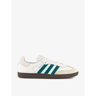 Adidas Originals Adidas Mens Cloud White Legacy Samba Og Logo-print Leather Low-top Trainers In White/green/gum