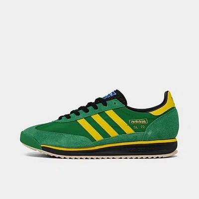Adidas Originals Sl72 Rs Suede And Leather-trimmed Mesh Sneakers In Green/yellow/core Black