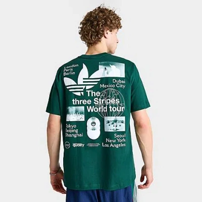 Adidas Originals Adidas Men's Originals World Tour Graphic T-shirt In Collegiate Green/white
