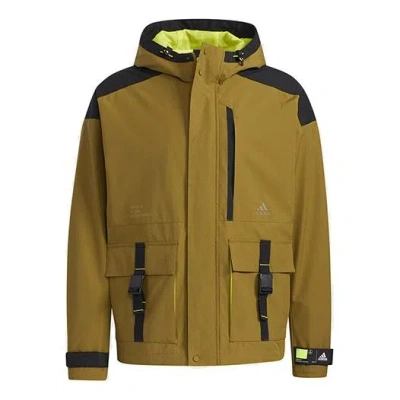 Adidas Originals Adidas Men's Th Woven Bagjk Hooded Jacket Brown In Green