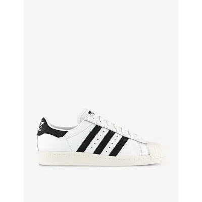 ADIDAS ORIGINALS MENS WHITE CORE BLACK OFF WHI SUPERSTAR 82 LEATHER LOW-TOP TRAINERS