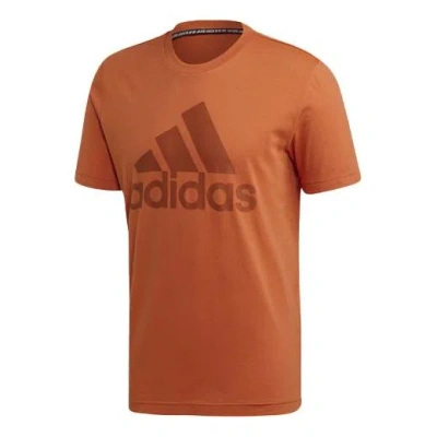 Adidas Originals Adidas Mh Bos Tee Gym Training Sports Round Neck Short Sleeve Khaki Brown In Orange