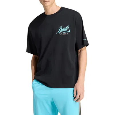 Adidas Originals Adidas Miami-dade County Cotton Graphic T-shirt In Black