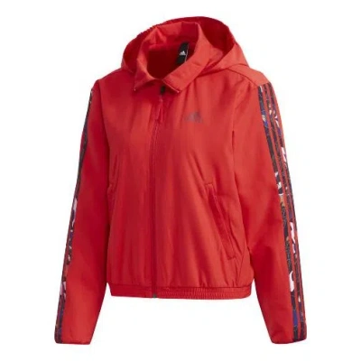 Adidas Originals Adidas Mic Warm Jkt Multi-color Flowers Logo Hooded Jacket Red